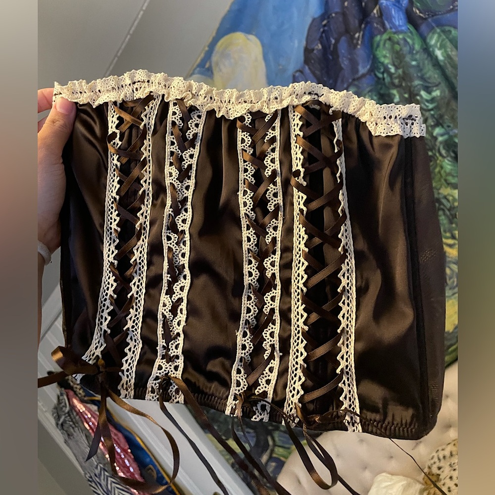 Urban Outfitters Lace Up Brown Corset Bustier Top size Medium NWOT